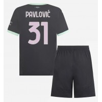 AC Milan Strahinja Pavlovic #31 Fotballklær Tredjedraktsett Barn 2024-25 Kortermet (+ korte bukser)